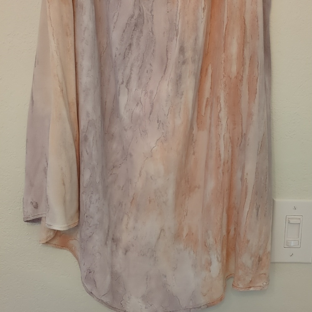 XCVI high low tie dye Bohemian maxi skirt lace waist and waist tie adjustable 1X - Picture 6 of 8